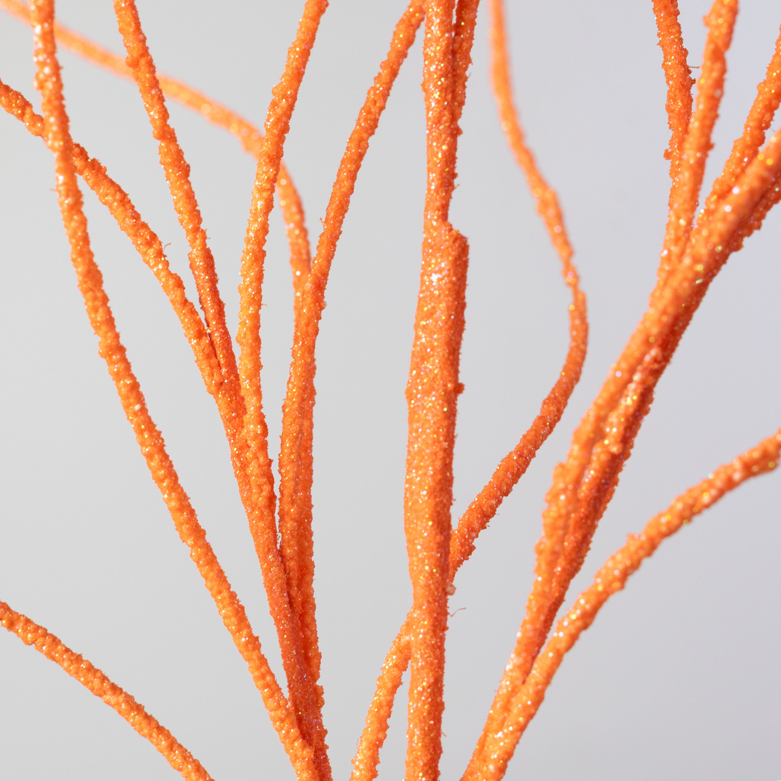 30" Glitter Twig Spray: Orange