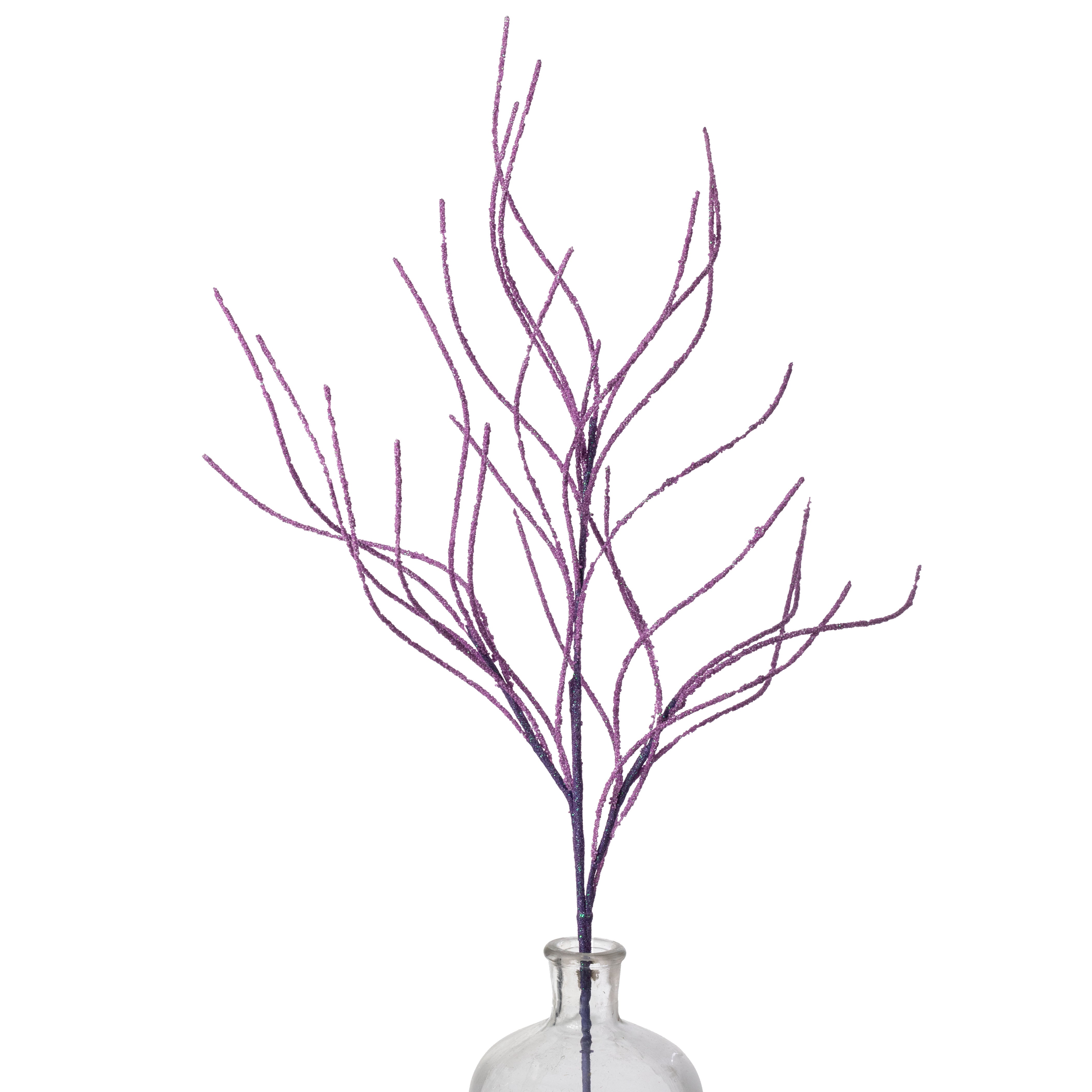 30" Glitter Twig Spray: Purple