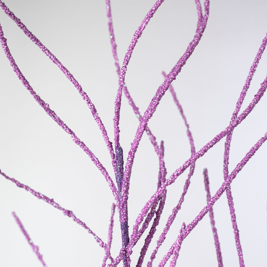 30" Glitter Twig Spray: Purple