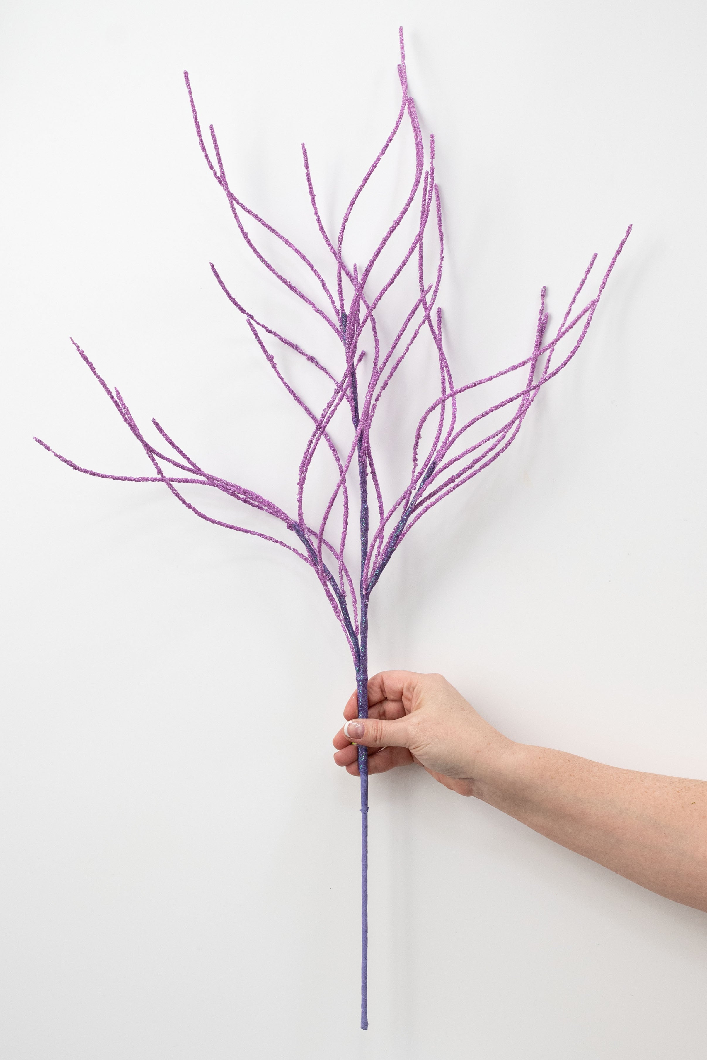 30" Glitter Twig Spray: Purple