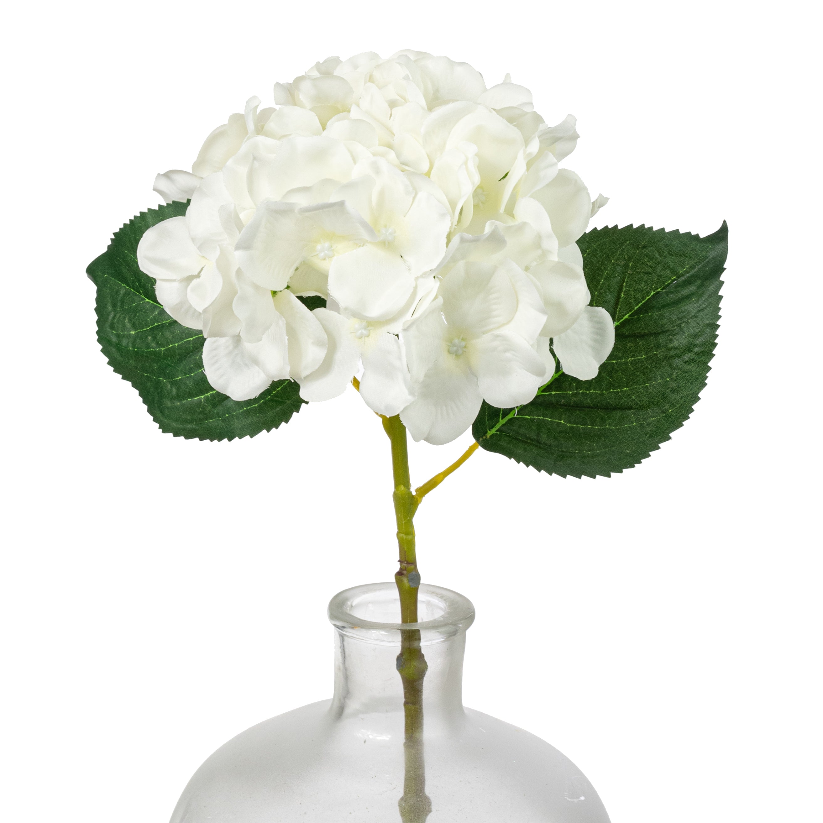 7" x 19" Fabric Hydrangea Stem: White