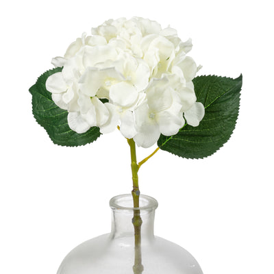 7" x 19" Fabric Hydrangea Stem: White
