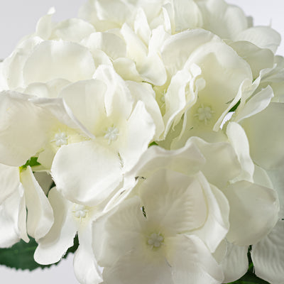 7" x 19" Fabric Hydrangea Stem: White