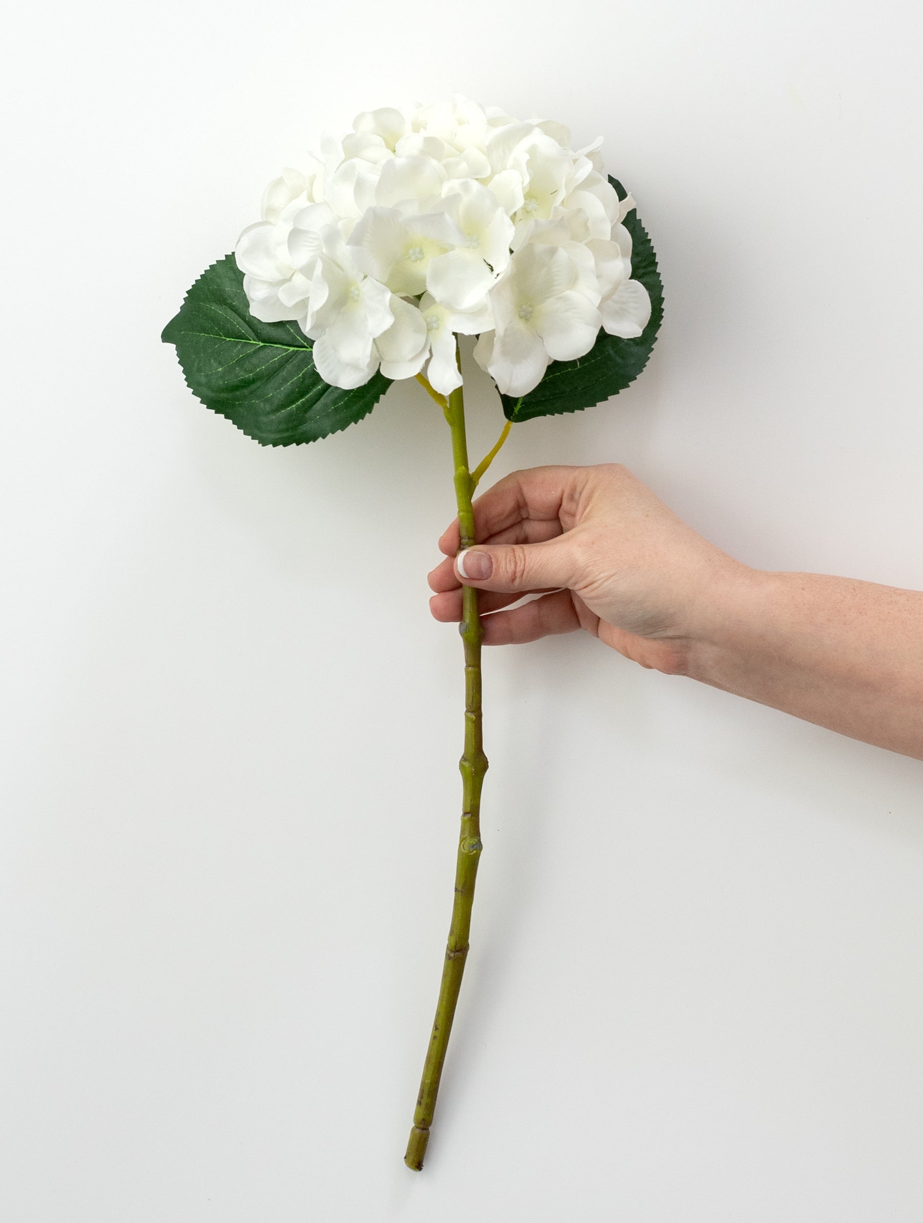 7" x 19" Fabric Hydrangea Stem: White