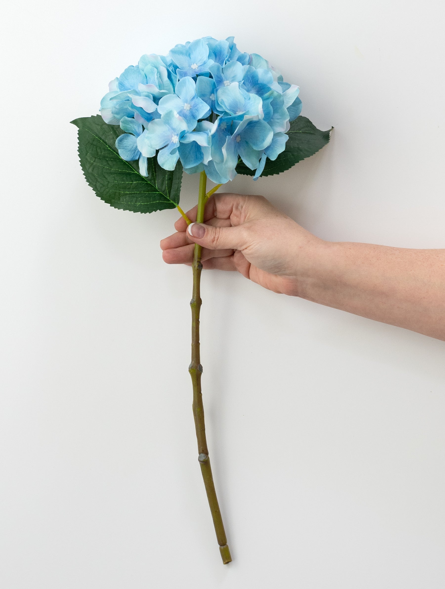 7" x 19" Fabric Hydrangea Stem: Light Blue