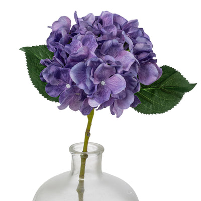 7" x 19" Fabric Hydrangea Stem: Dark Lavender Purple
