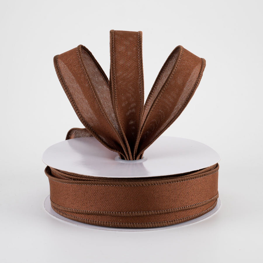 7/8" Value Faux Burlap Ribbon: Dark Brown (25 Yards)