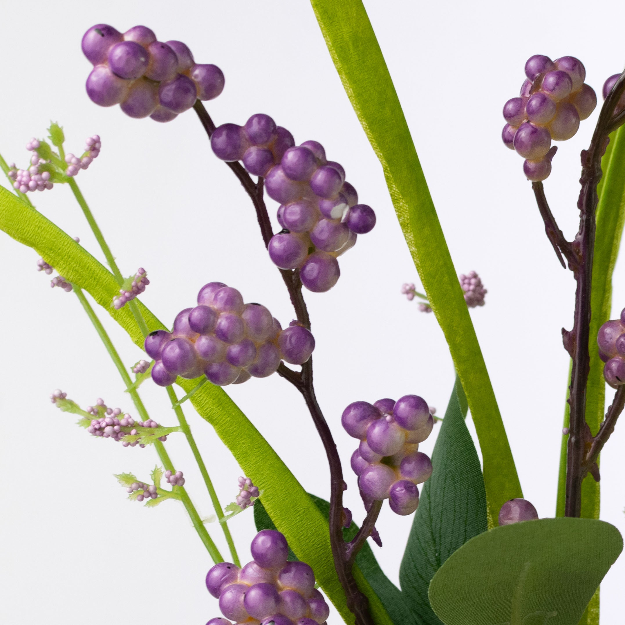 26" Mini Berry Clusters & Leaves Spray: Lavender Purple