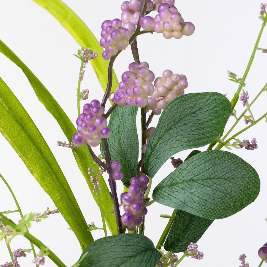 26" Mini Berry Clusters & Leaves Spray: Lavender Purple