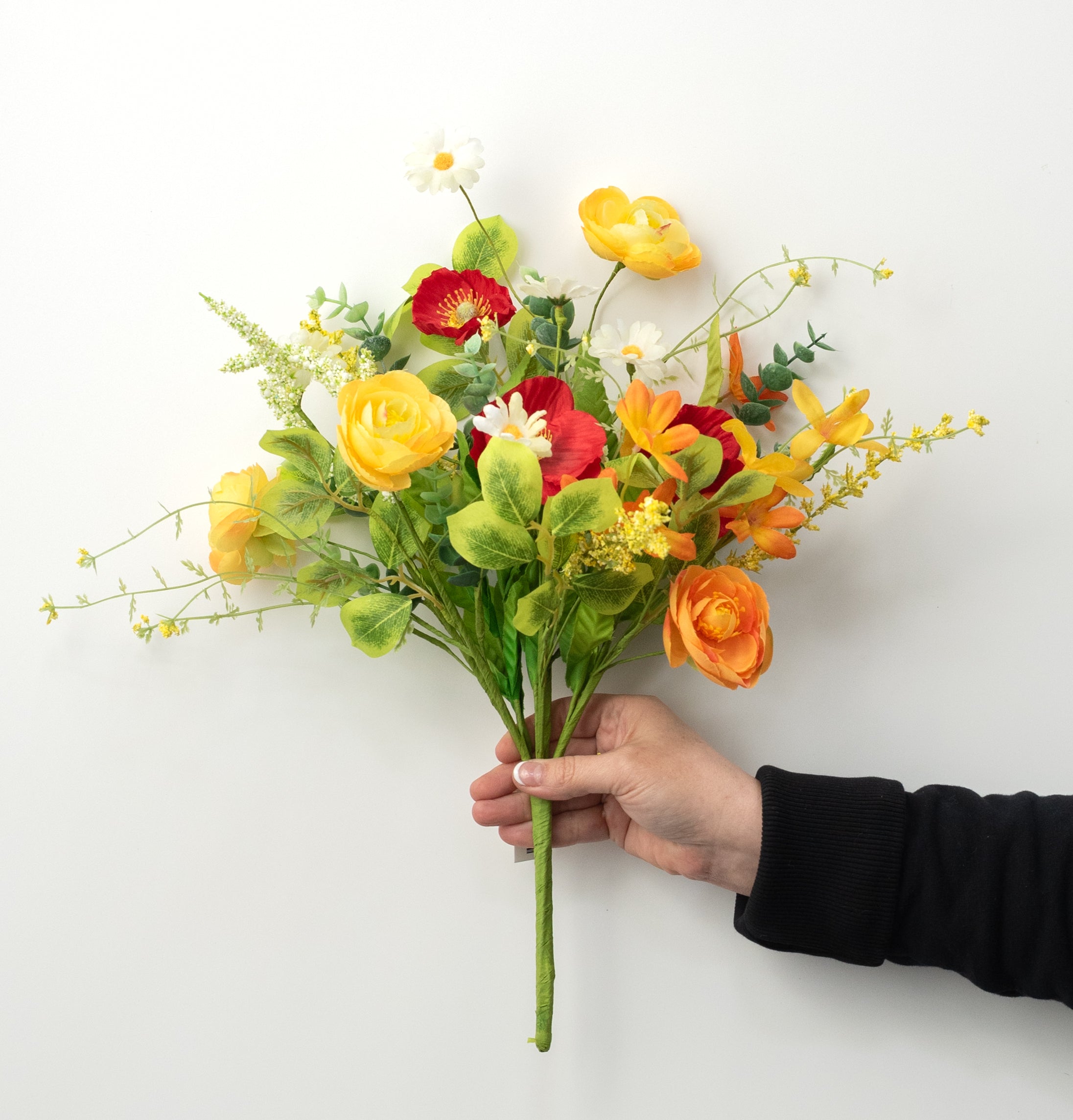 18" Mixed Ranunculus, Daisy & Poppy Flower Bush