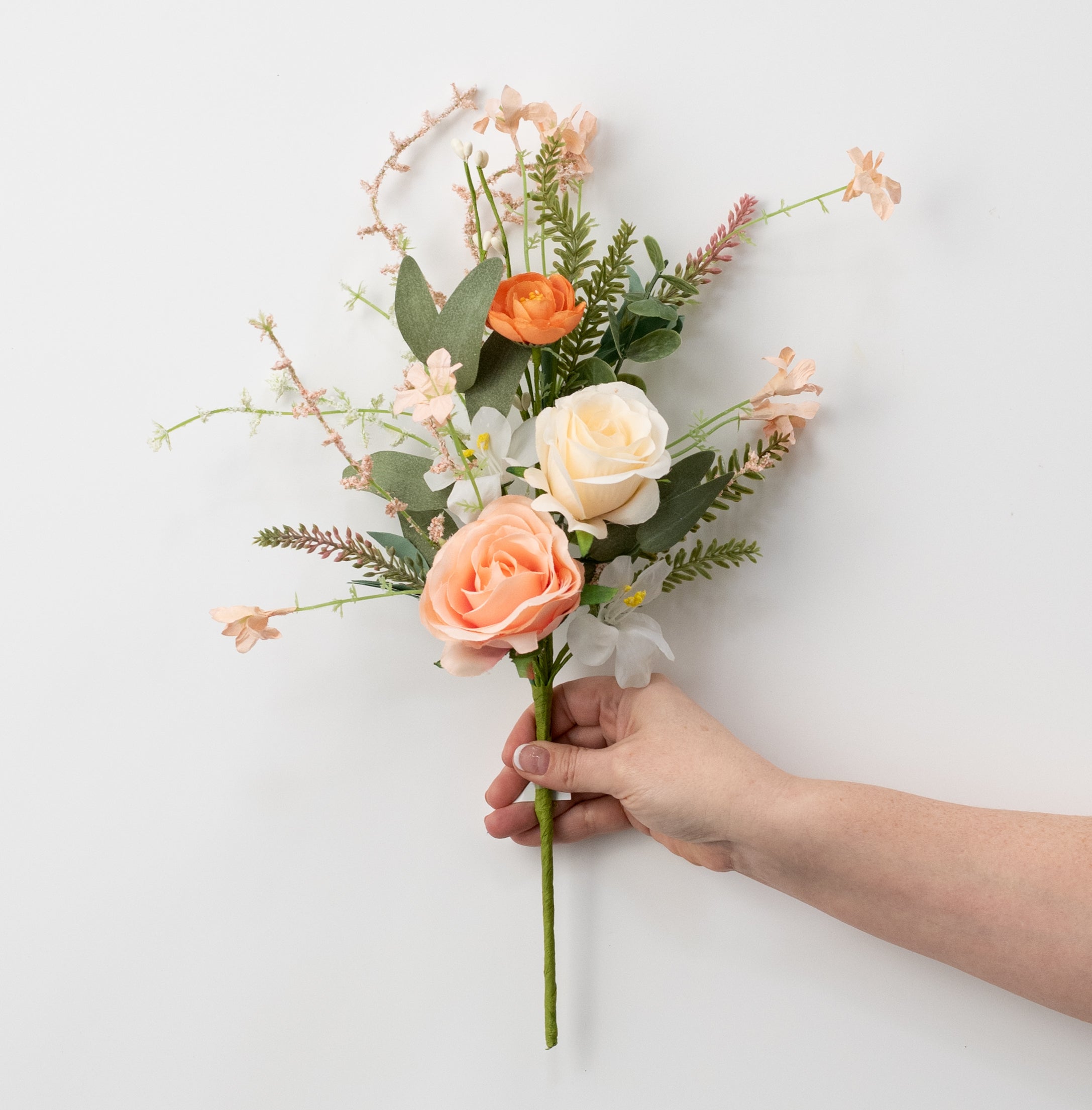 18" Mixed Rose & Lavender Spray: Peach