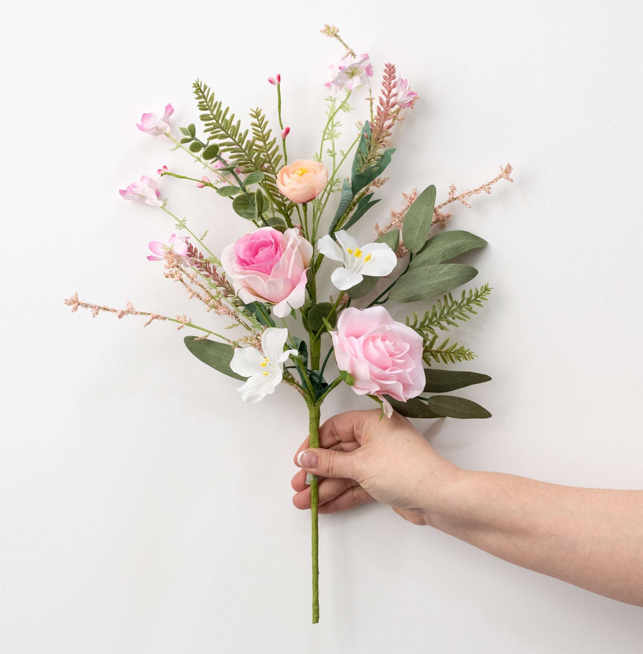 18" Mixed Rose & Lavender Spray: Pink