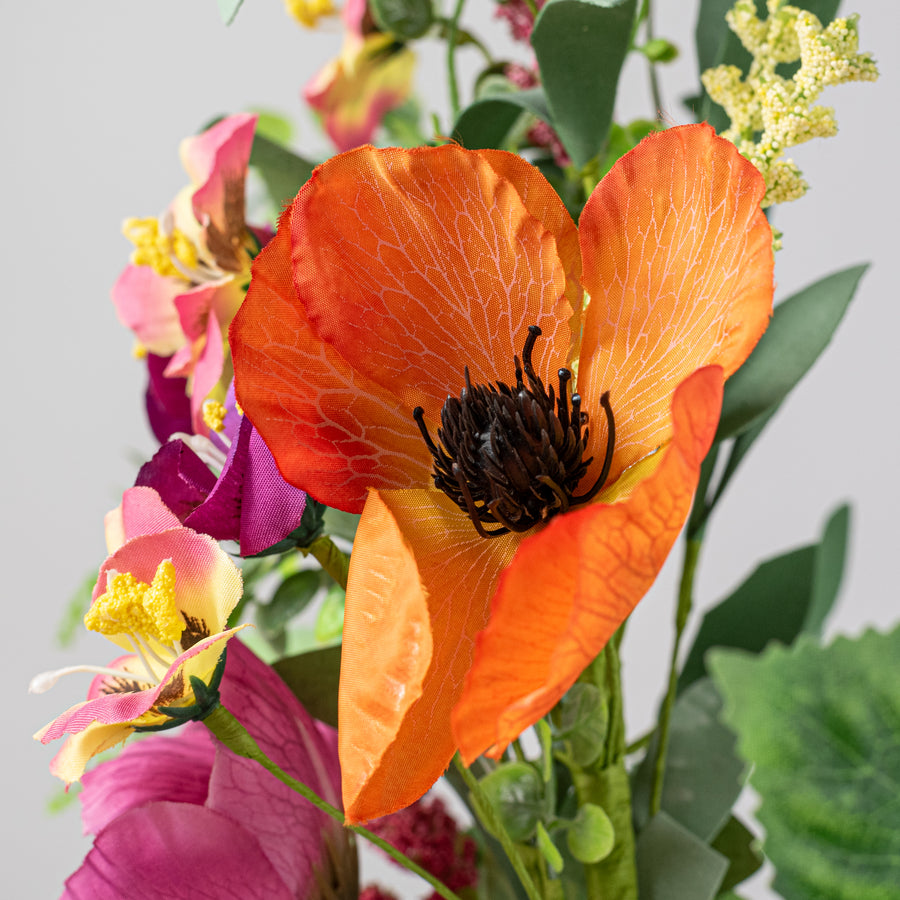 20" Mixed Pansy and Poppy Flower Spray