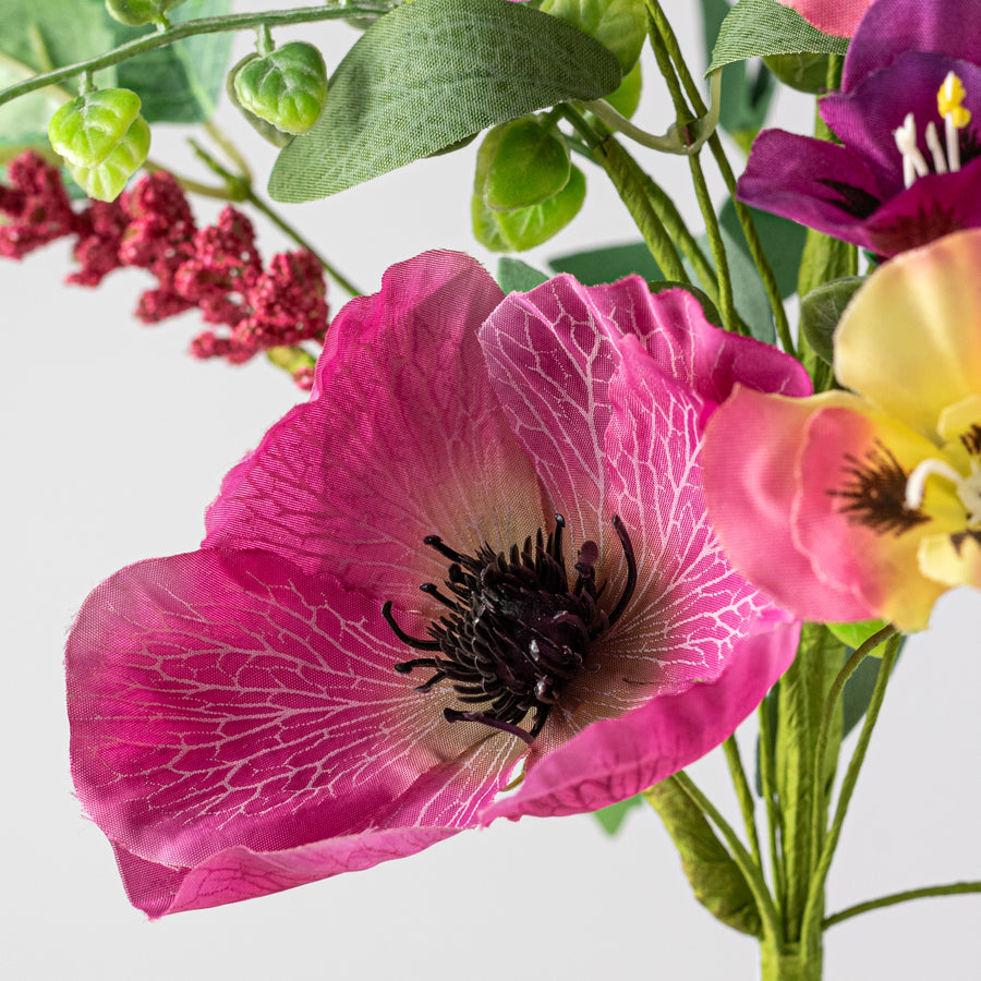 20" Mixed Pansy and Poppy Flower Spray