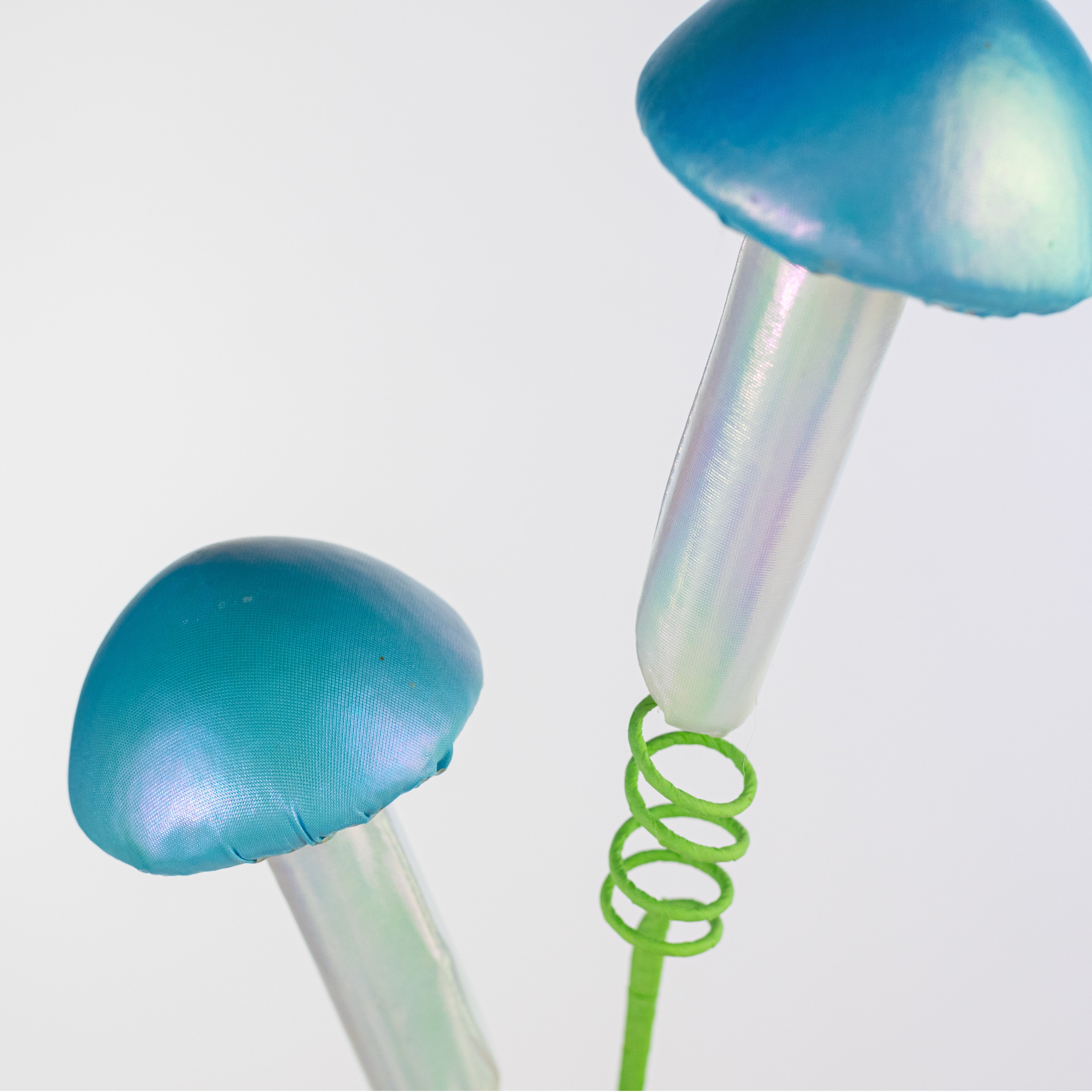 22" Pearl Mushrooms Spray: Blue & Iridescent White