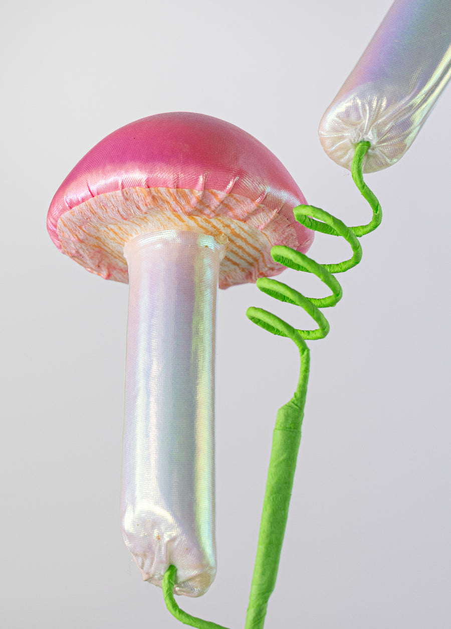 22" Pearl Mushrooms Spray: Pink & Iridescent White