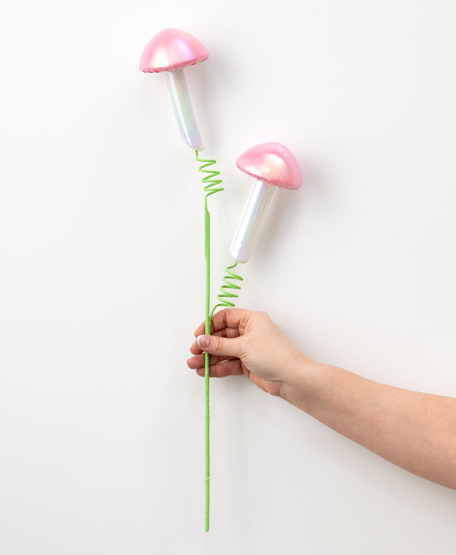 22" Pearl Mushrooms Spray: Pink & Iridescent White