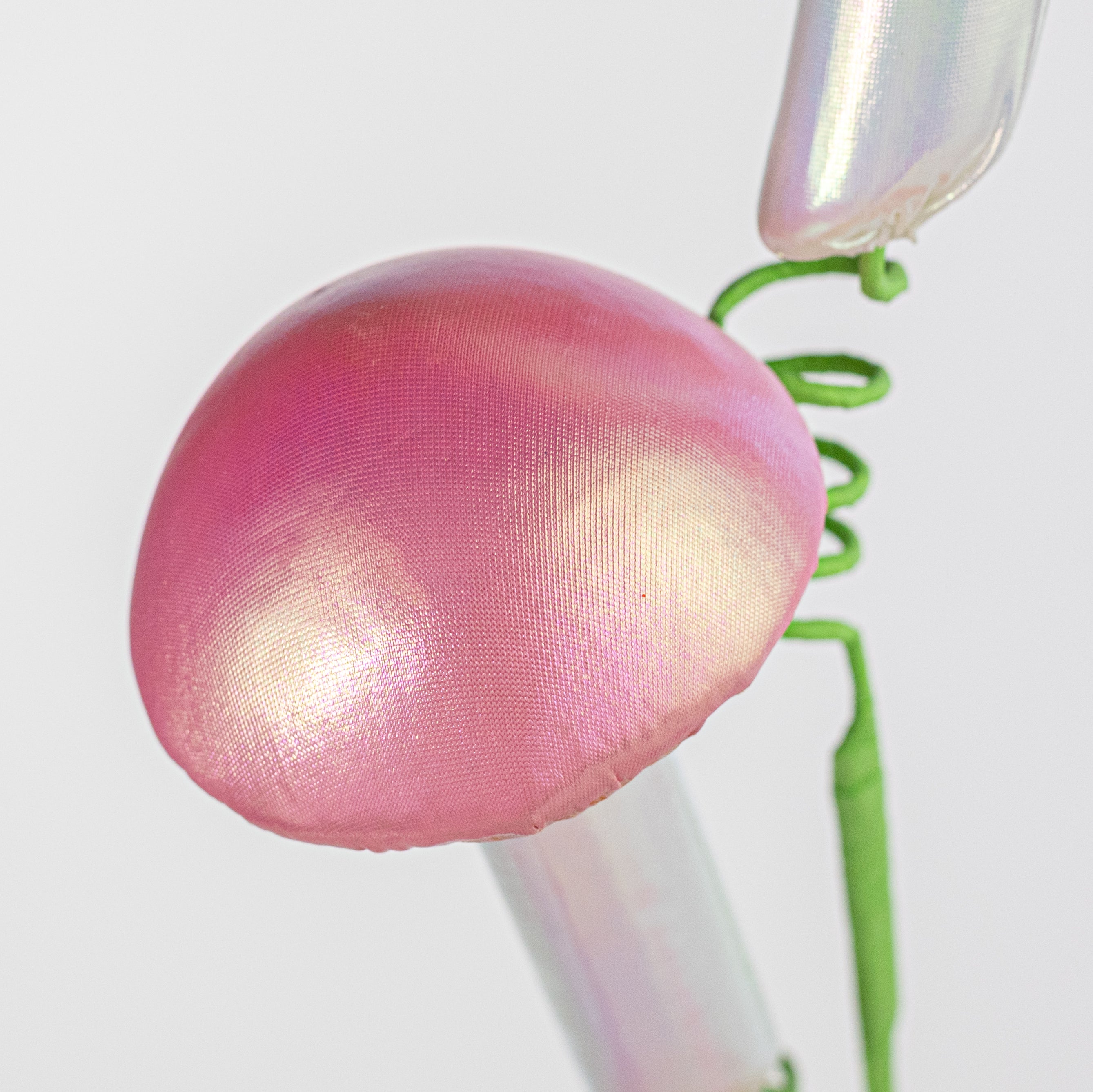22" Pearl Mushrooms Spray: Pink & Iridescent White
