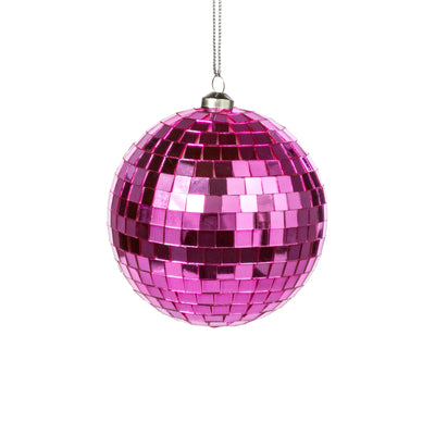 100mm Mirror Disco Ball Ornament: Pink