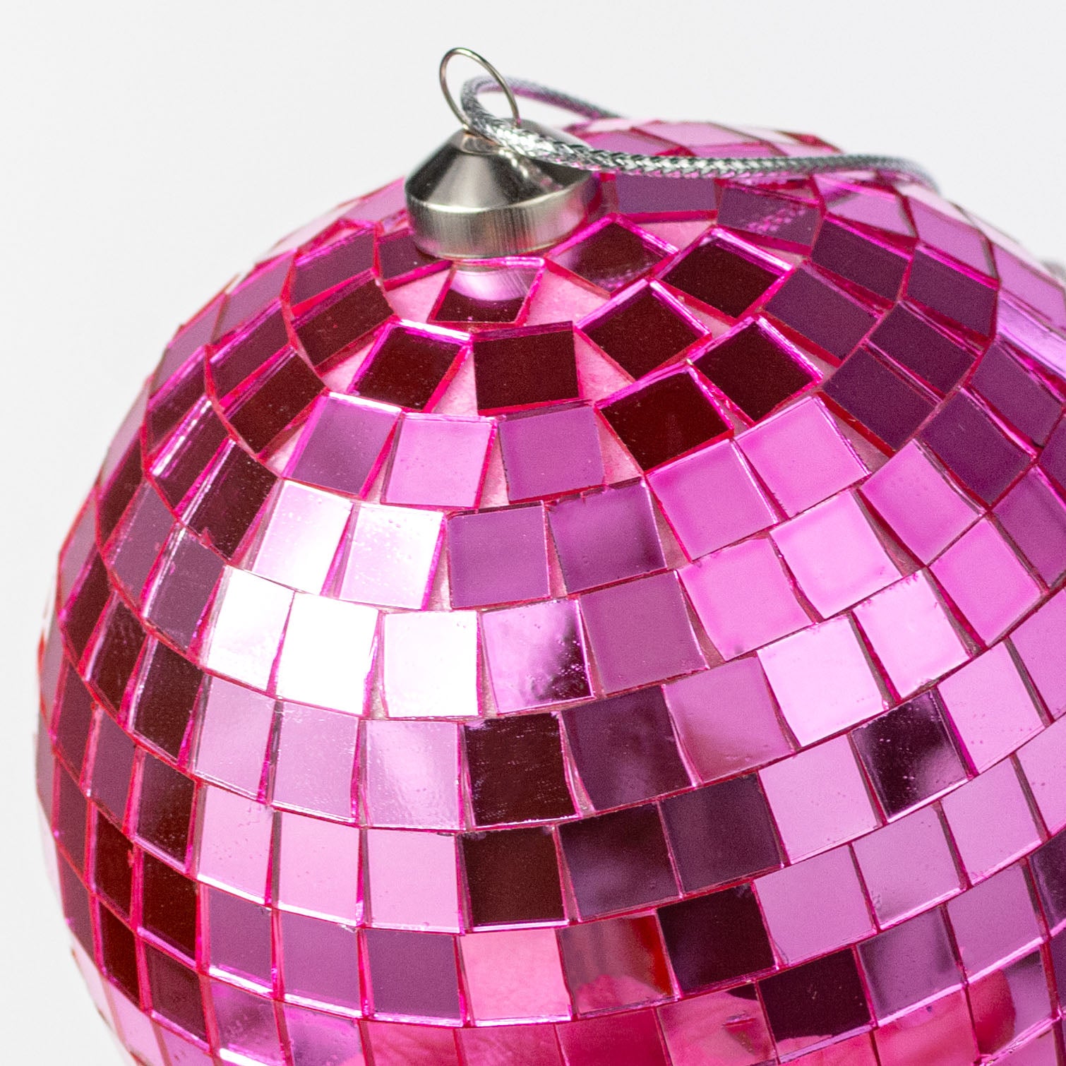 100mm Mirror Disco Ball Ornament: Pink