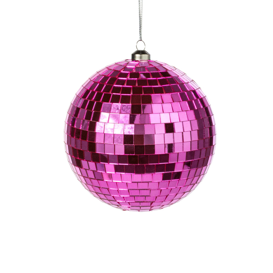 120mm Mirror Disco Ball Ornament: Pink