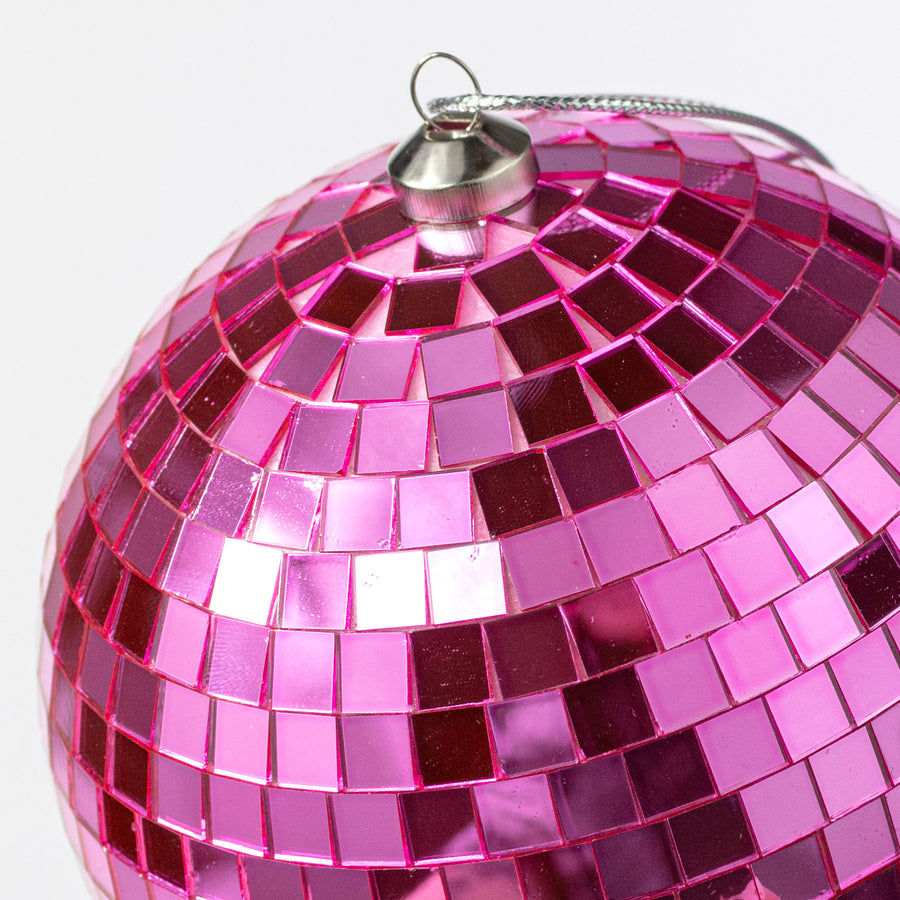 120mm Mirror Disco Ball Ornament: Pink