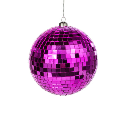 120mm Mirror Disco Ball Ornament: Hot Pink