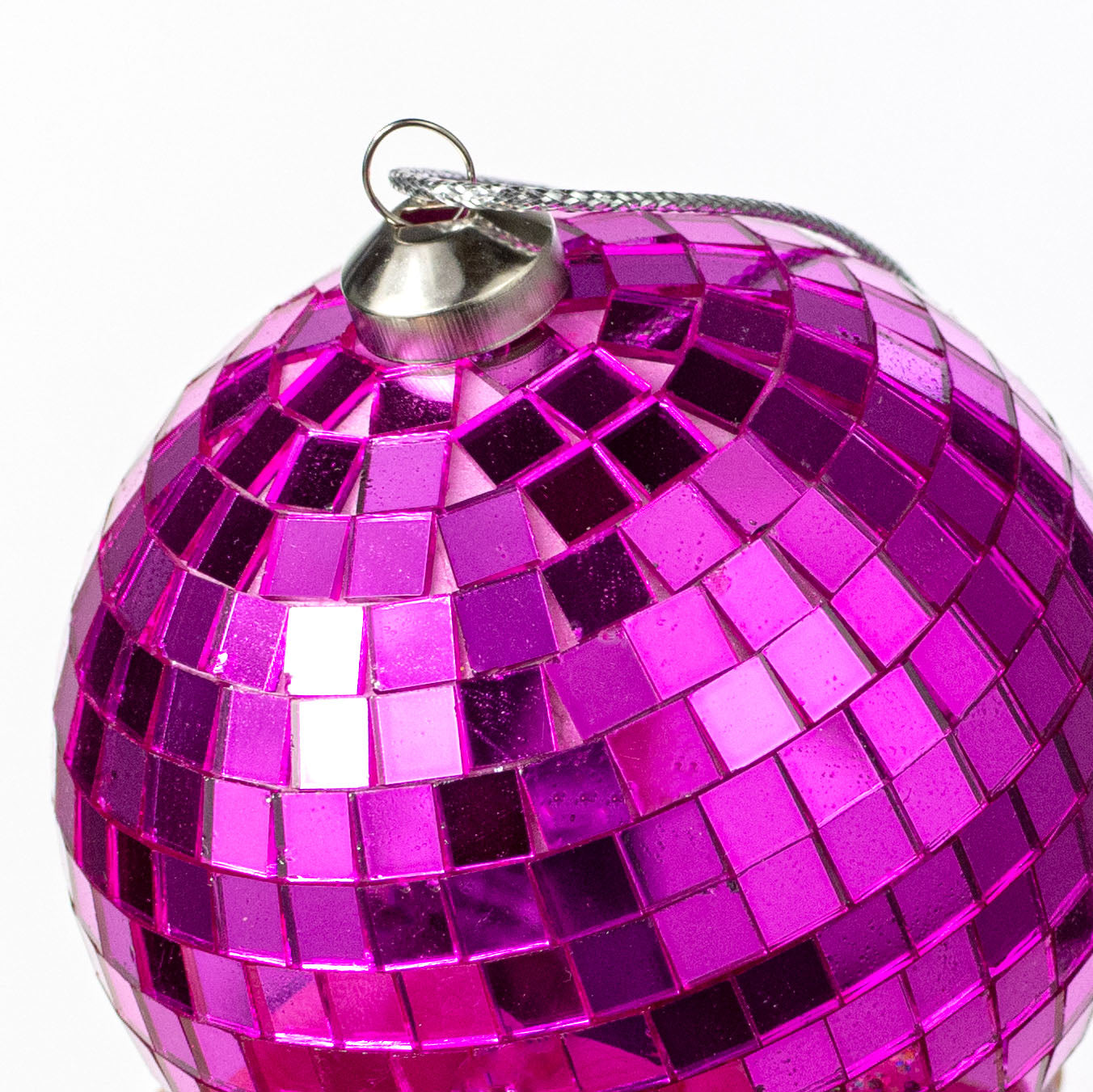 80mm Mirror Disco Ball Ornament: Hot Pink