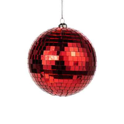 120mm Mirror Disco Ball Ornament: Red