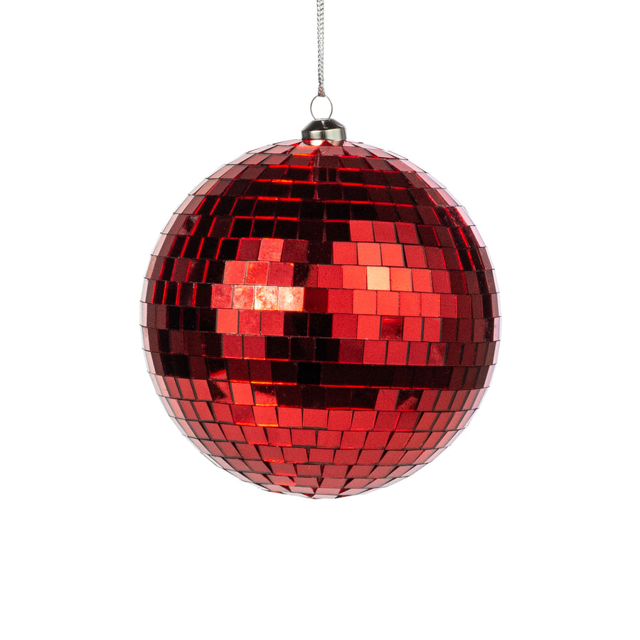 120mm Mirror Disco Ball Ornament: Red