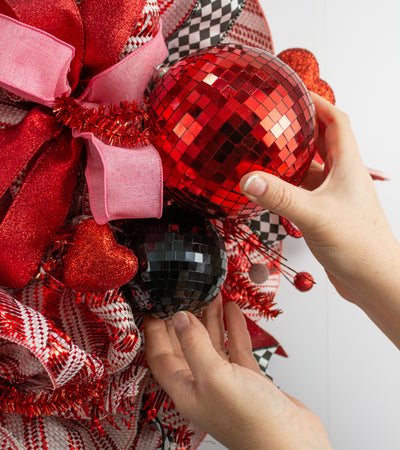 120mm Mirror Disco Ball Ornament: Red