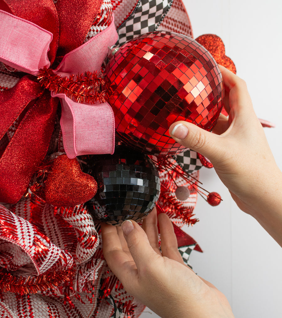 120mm Mirror Disco Ball Ornament: Red