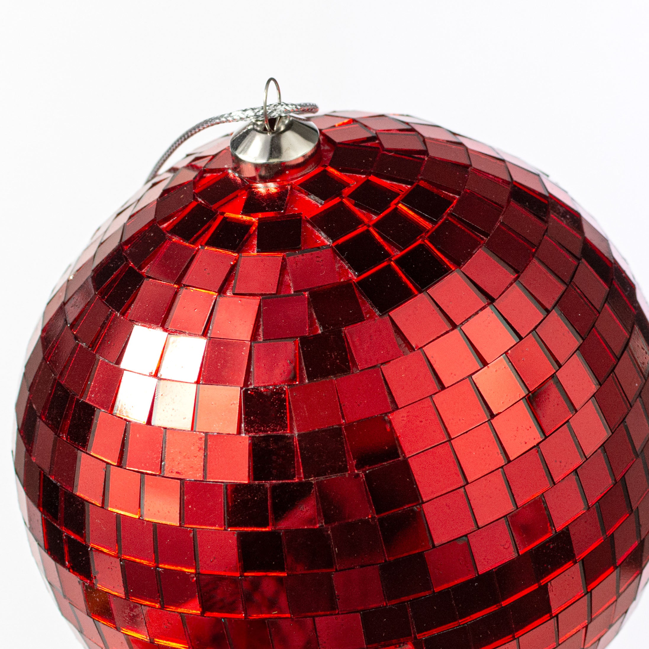 120mm Mirror Disco Ball Ornament: Red