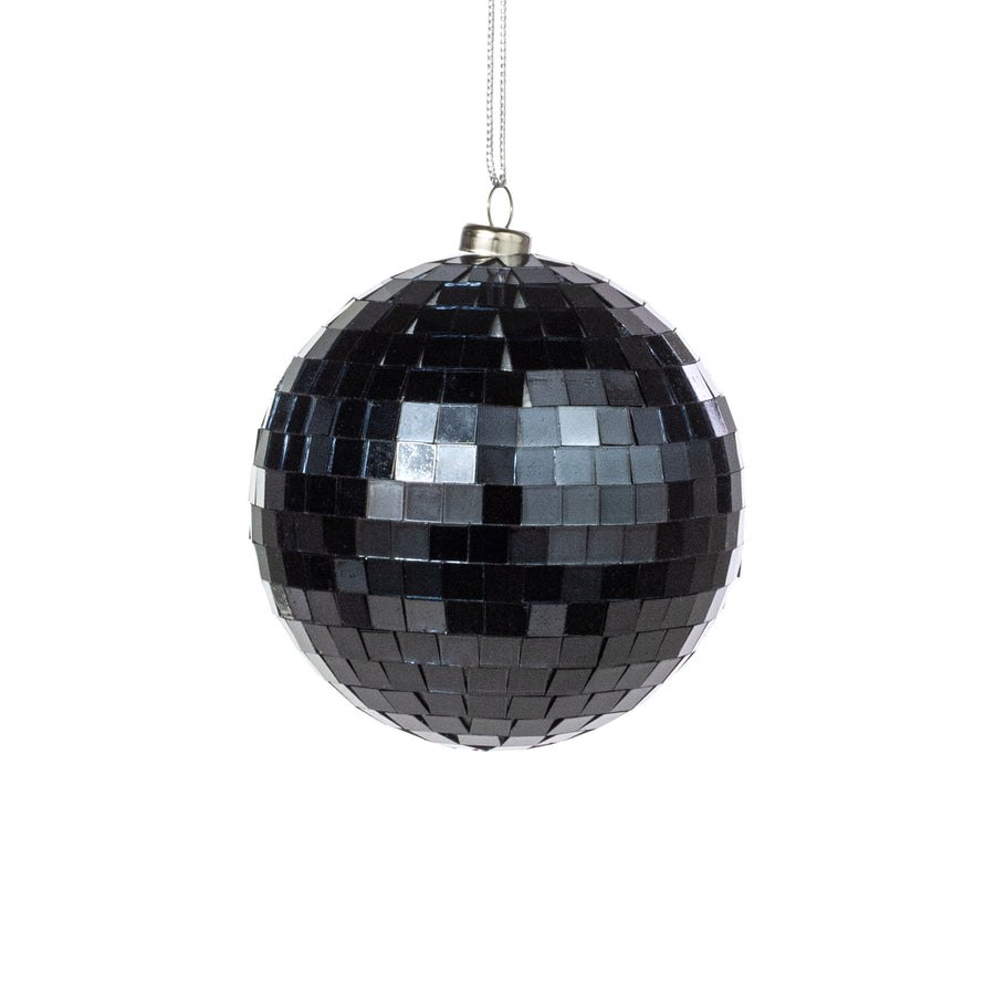 100mm Mirror Disco Ball Ornament: Black