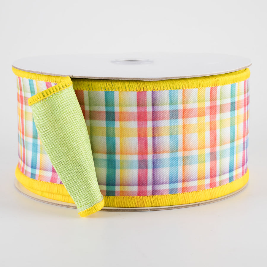 2.5" Double Sided Fused Watercolor Plaid Ribbon (10 Yards)