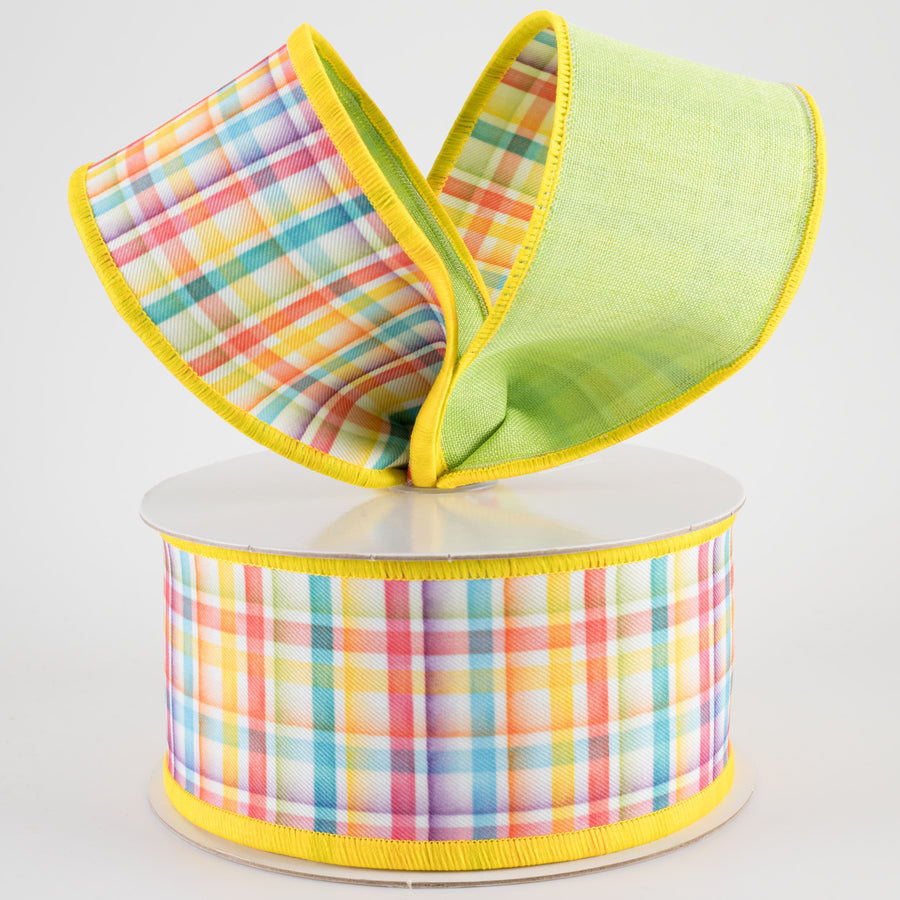 2.5" Double Sided Fused Watercolor Plaid Ribbon (10 Yards)