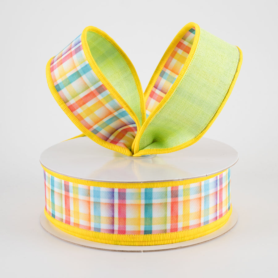 1.5" Double Sided Fused Watercolor Plaid Ribbon (10 Yards)