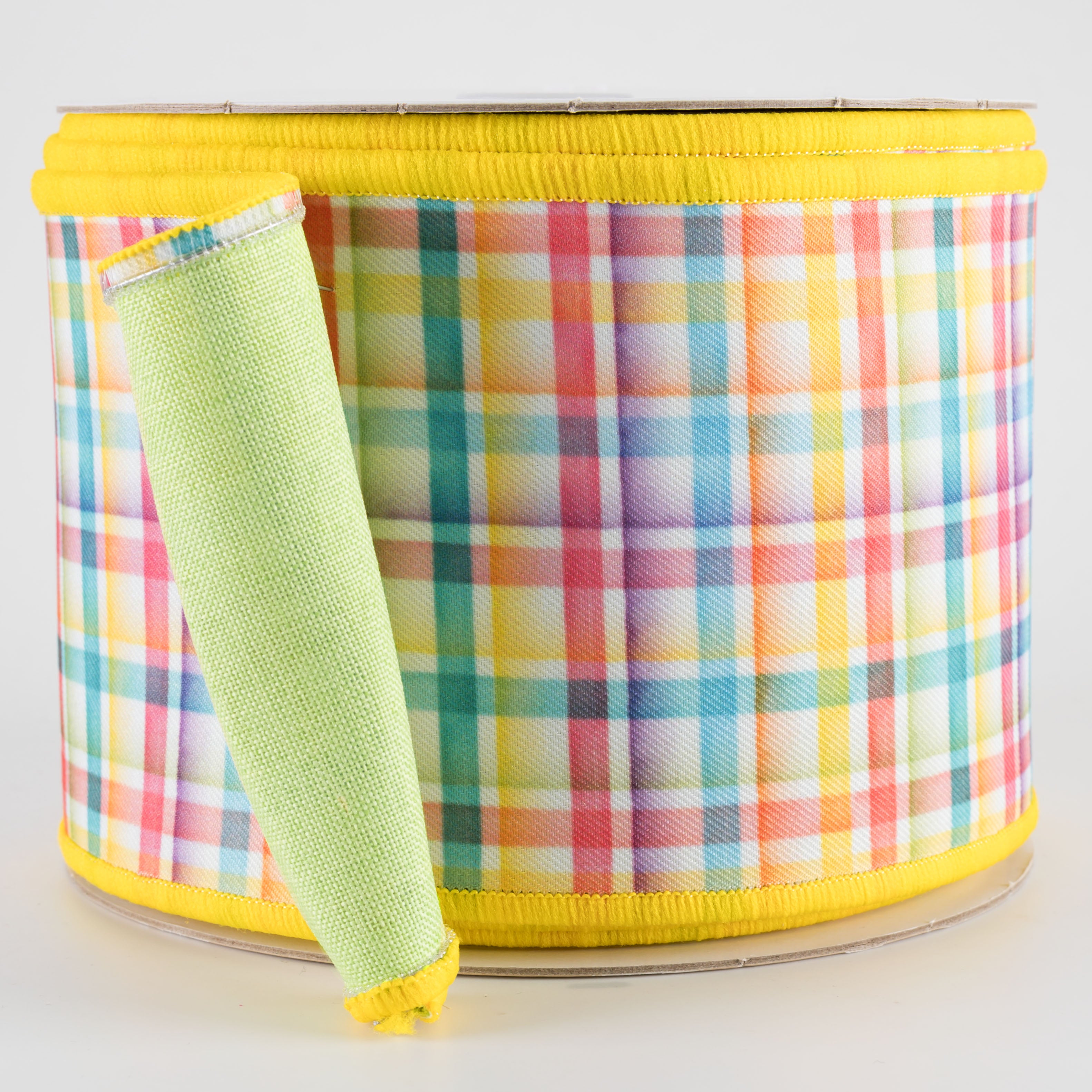 4" Double Sided Fused Watercolor Plaid Ribbon (10 Yards)