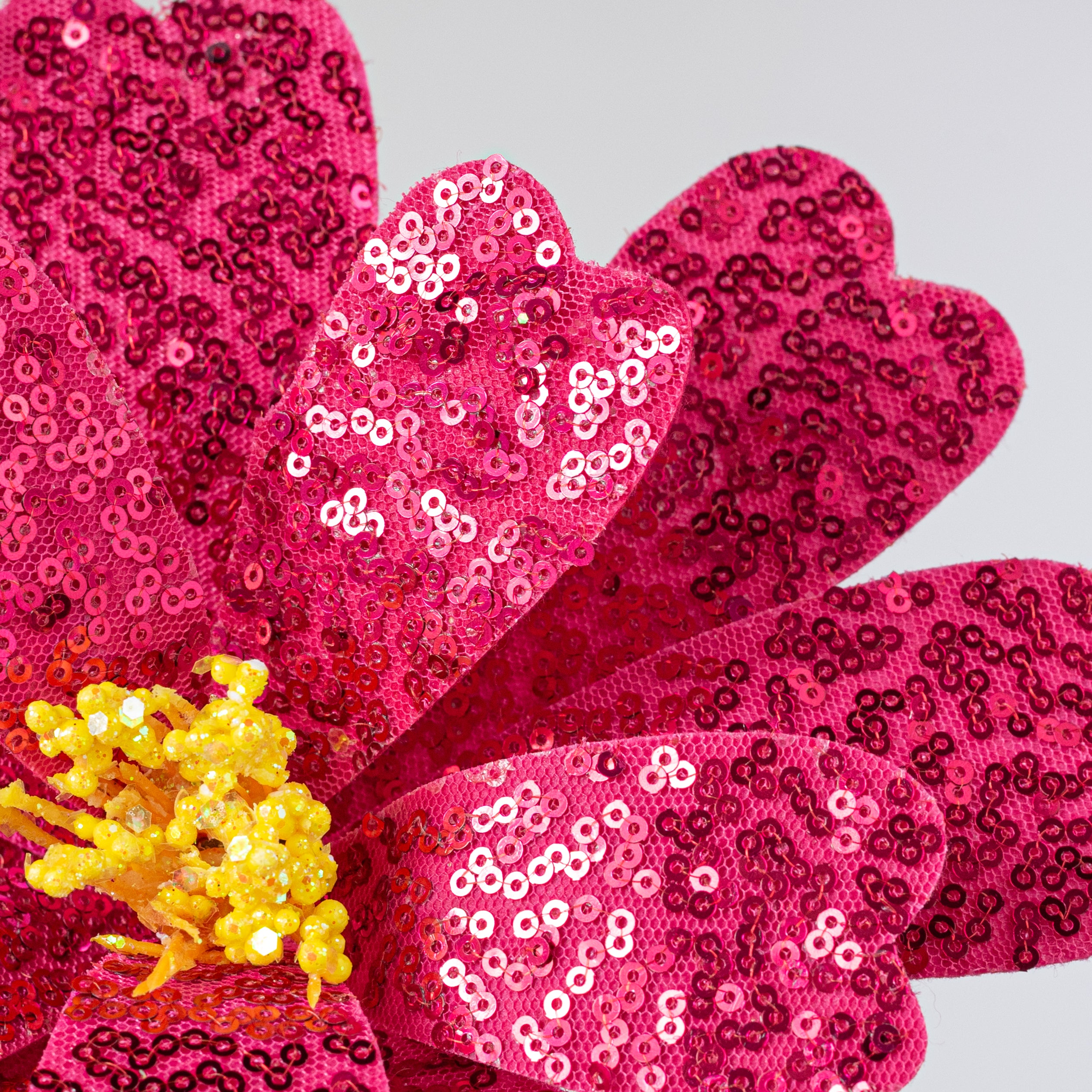 8" x 18" Sequin Daisy Flower Stem: Fuchsia Hot Pink