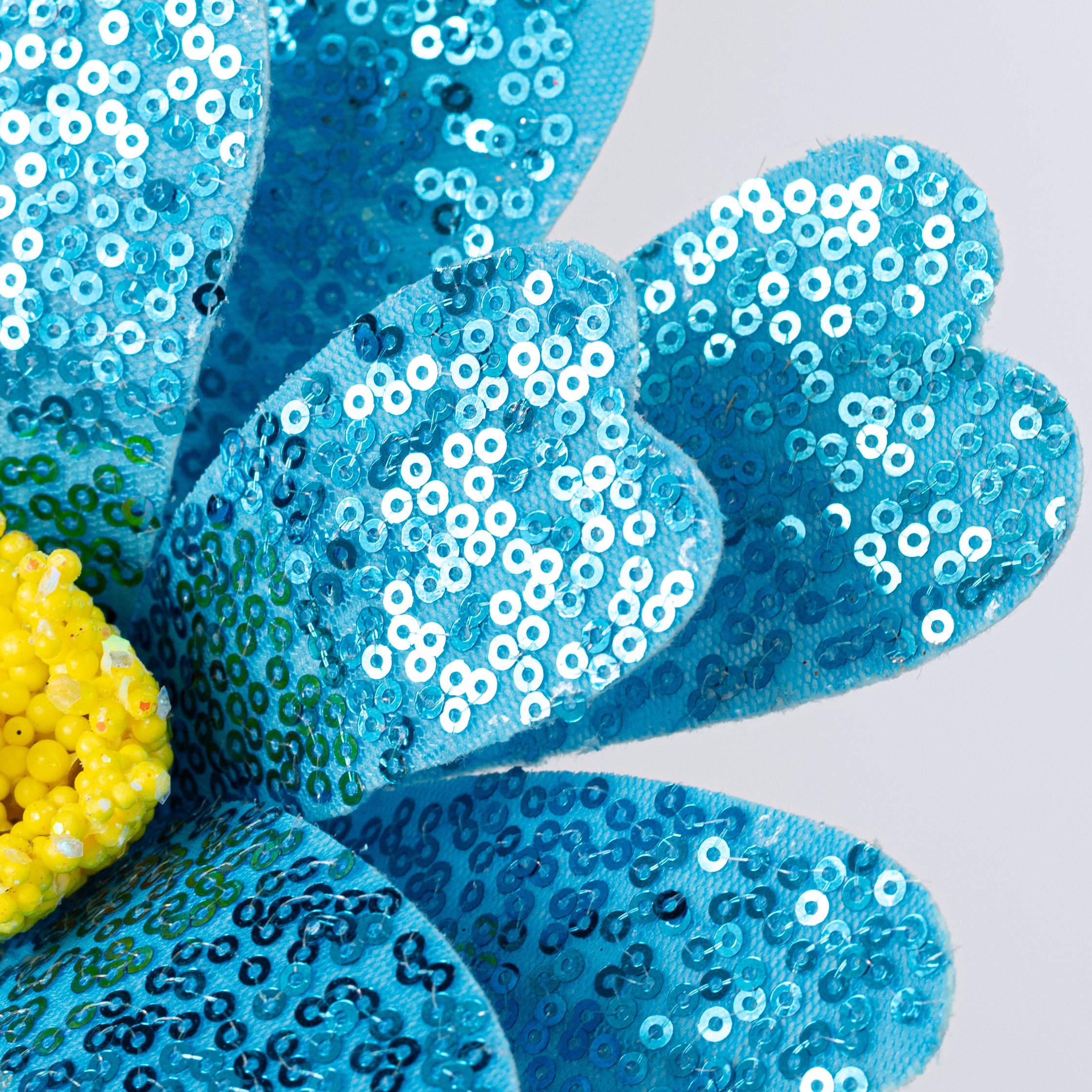 8" x 18" Sequin Daisy Flower Stem: Blue
