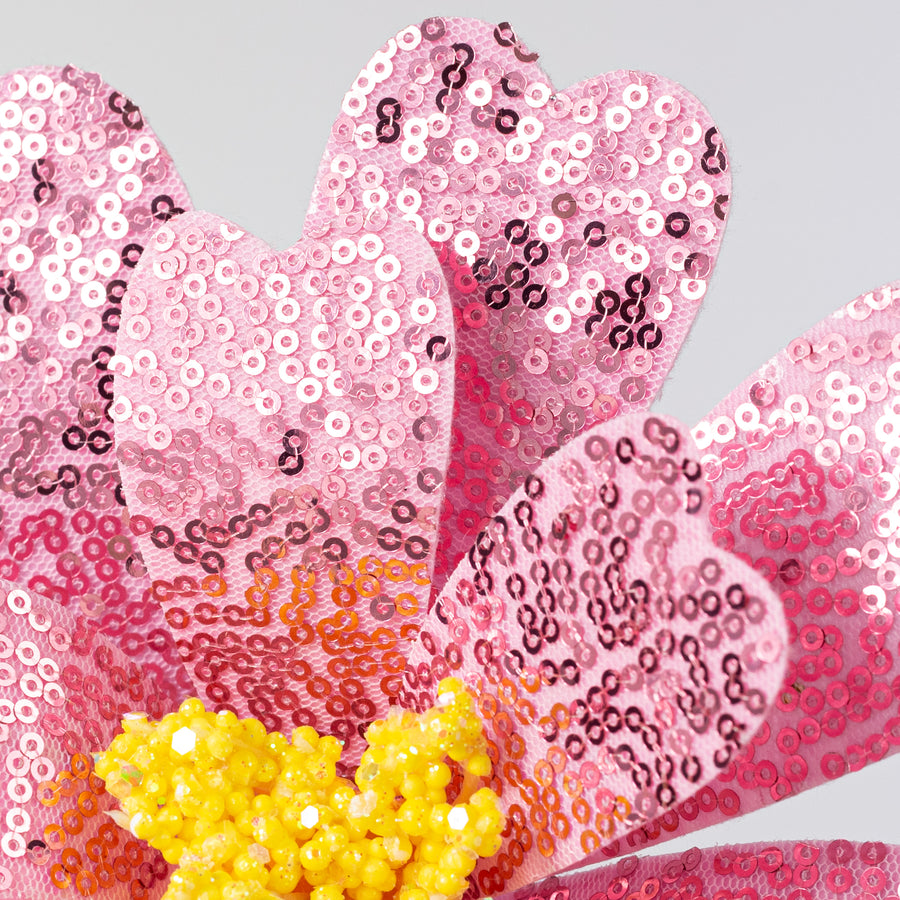 8" x 18" Sequin Daisy Flower Stem: Pink