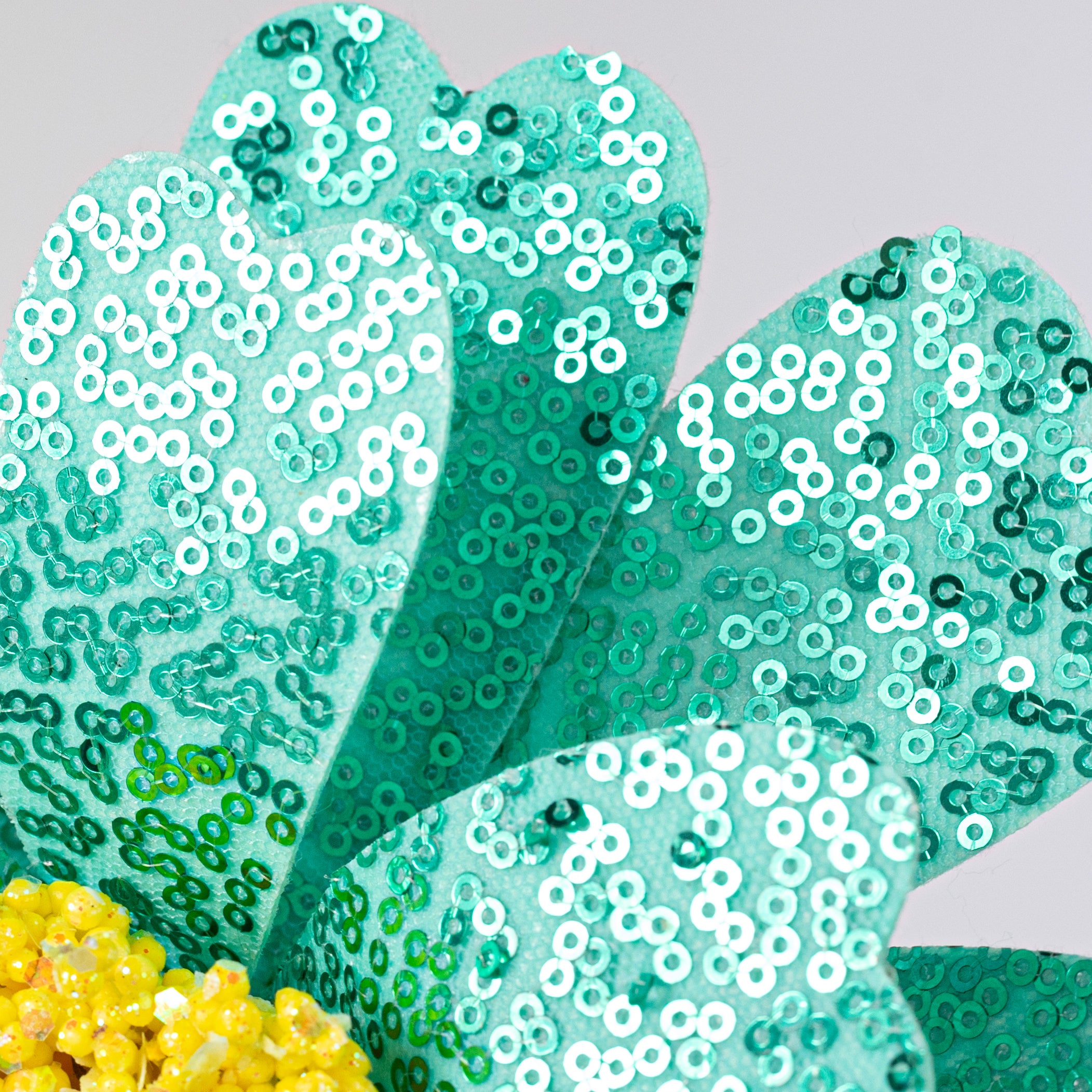 8" x 18" Sequin Daisy Flower Stem: Turquoise Blue