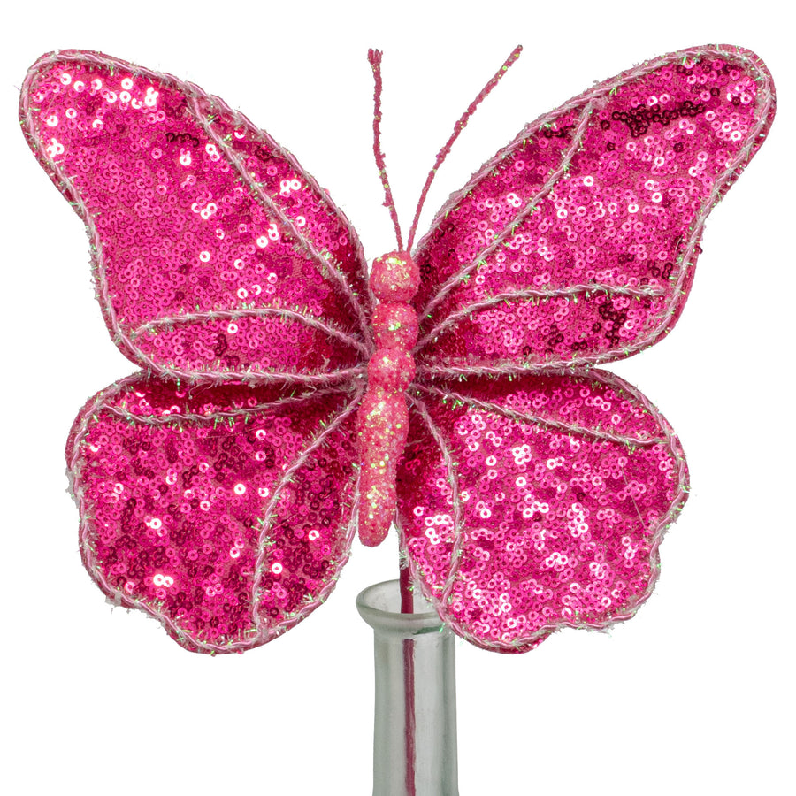 8" x 10" Sequin Butterfly Pick: Iridescent Hot Pink