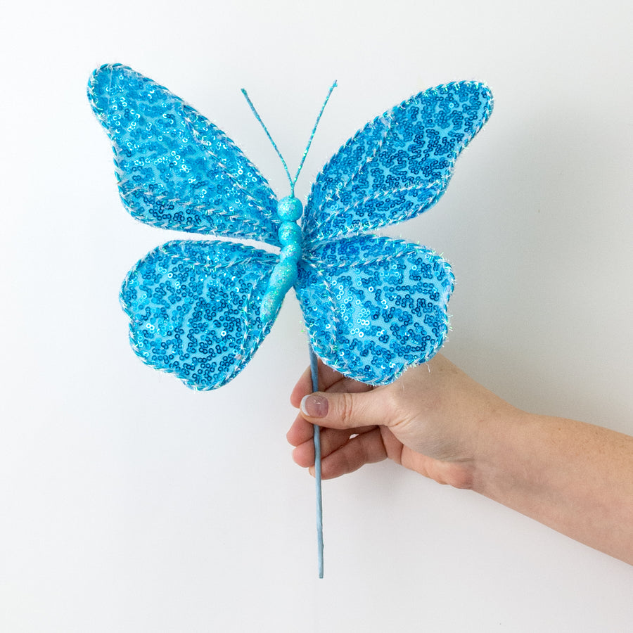 8" x 10" Sequin Butterfly Pick: Iridescent Blue