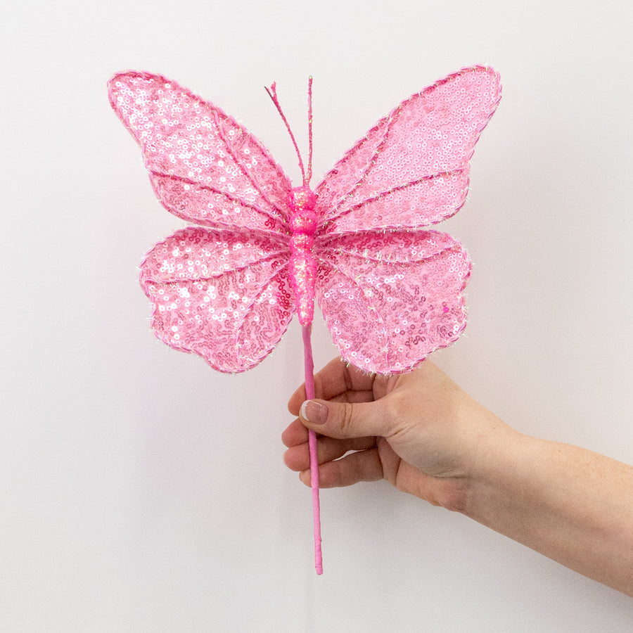 8" x 10" Sequin Butterfly Pick: Iridescent Pink