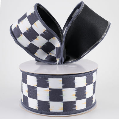 2.5" Double Sided Fused Bold Antique Checkerboard Ribbon (10 Yards)