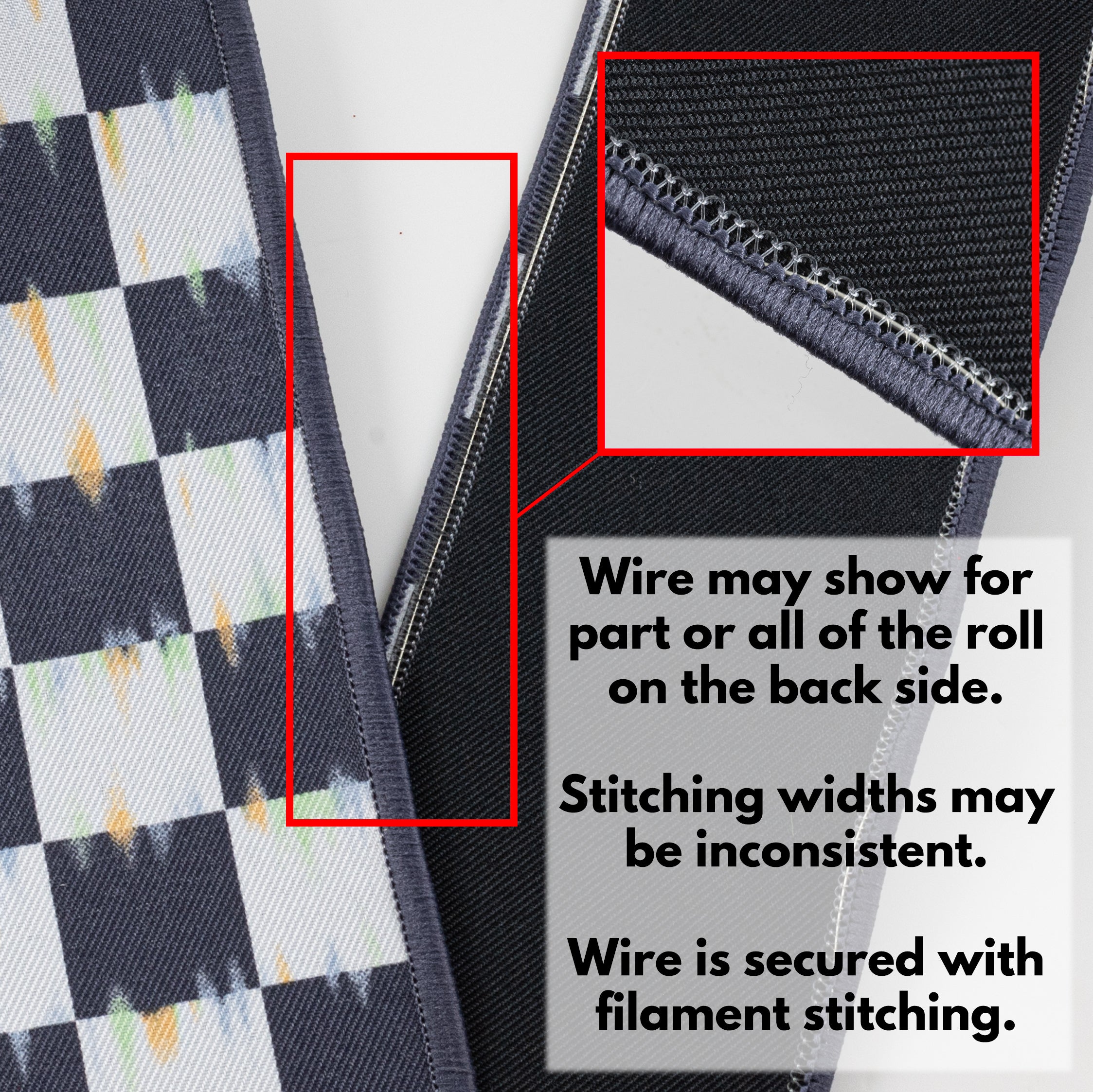 2.5" Double Sided Fused Bold Antique Checkerboard Ribbon (10 Yards)