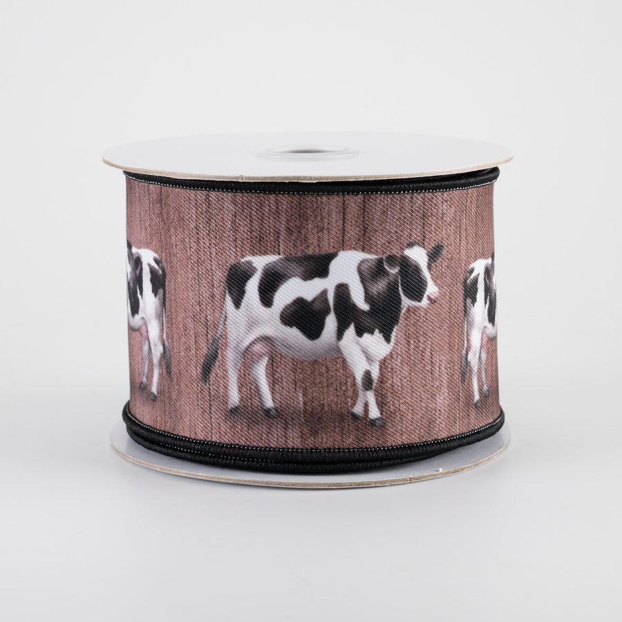2.5" Deluxe Digital Print Cows Ribbon: Brown (10 Yards)