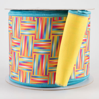 4" Double Sided Fused Multicolor Basketweave Ribbon (10 Yards)