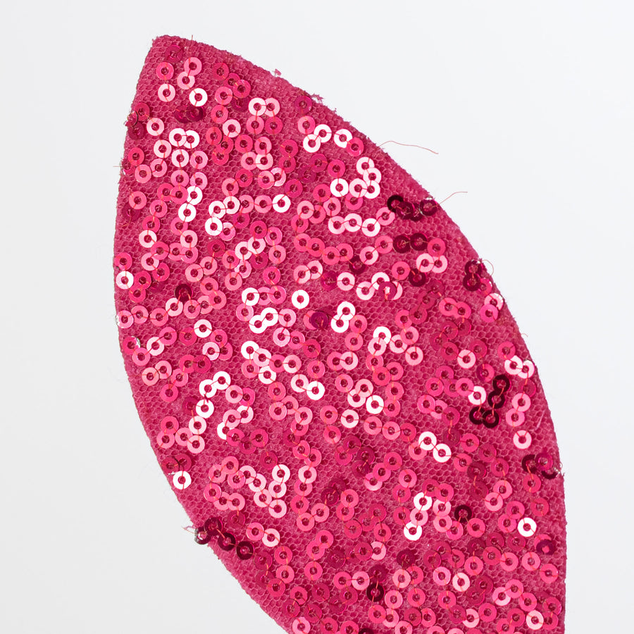 27" Sequin Leaf Spray: Hot Pink
